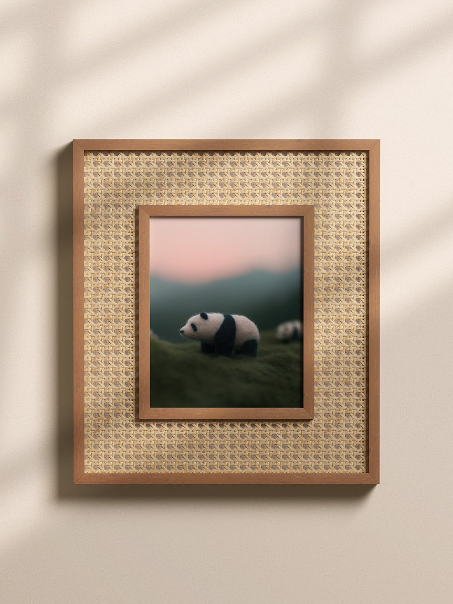 Cozy Calming Felted Panda Bear Art Print product image (6)