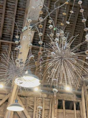 Alliums, Strawflowers, sticks, made into a rustic chandelier.  #beginnergardening #falldecorelegance