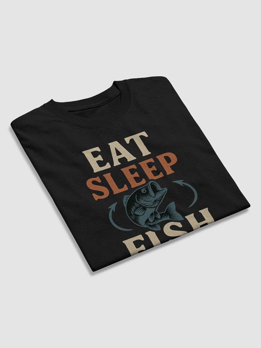Eat Sleep Fish Repeat T-Shirt – Funny Retro Bass Fishing Graphic Tee product image (4)
