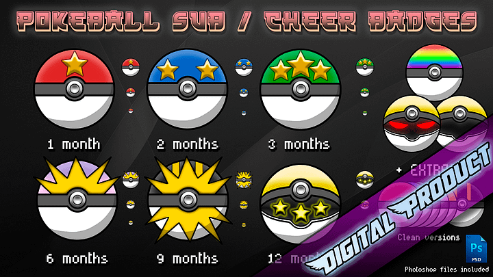 Pokeball twitch subscription / cheer badges product image (1)