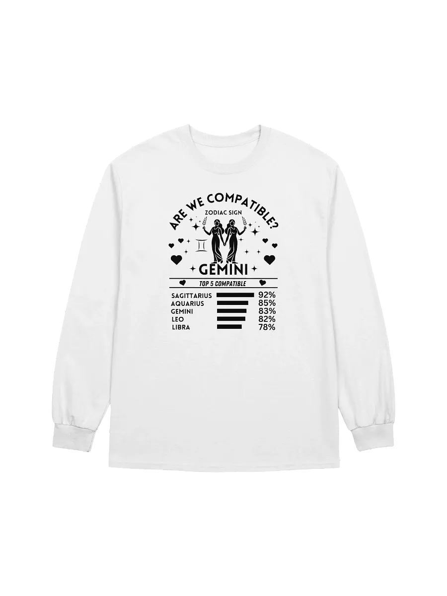 Gemini Zodiac Sign Romantic Compatibility - Gildan Ultra Cotton Unisex Long Sleeve T-Shirt - Light Colors product image (2)