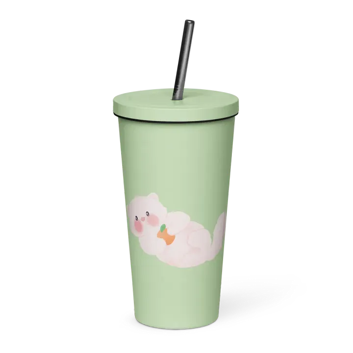 Cats & Orange Insulated Stainless Steel Tumbler with Straw product image (1)