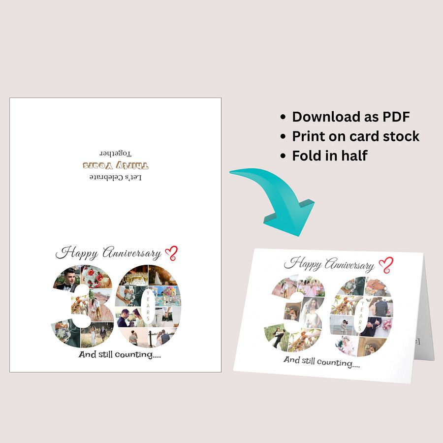 30 Year Anniversary Photo Card Editable Canva Template product image (7)