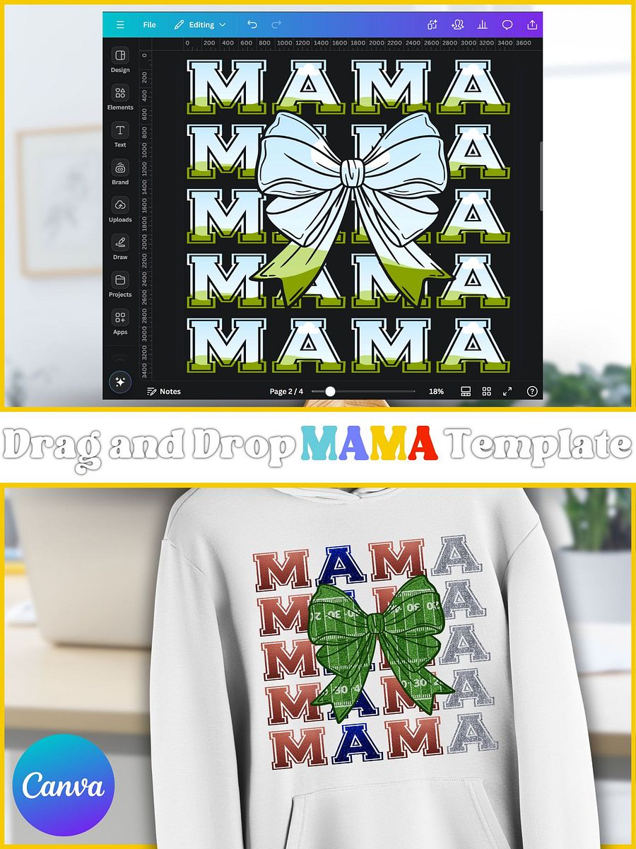 MAMA with Bow Drag and Drop-Canva Template product image (1)