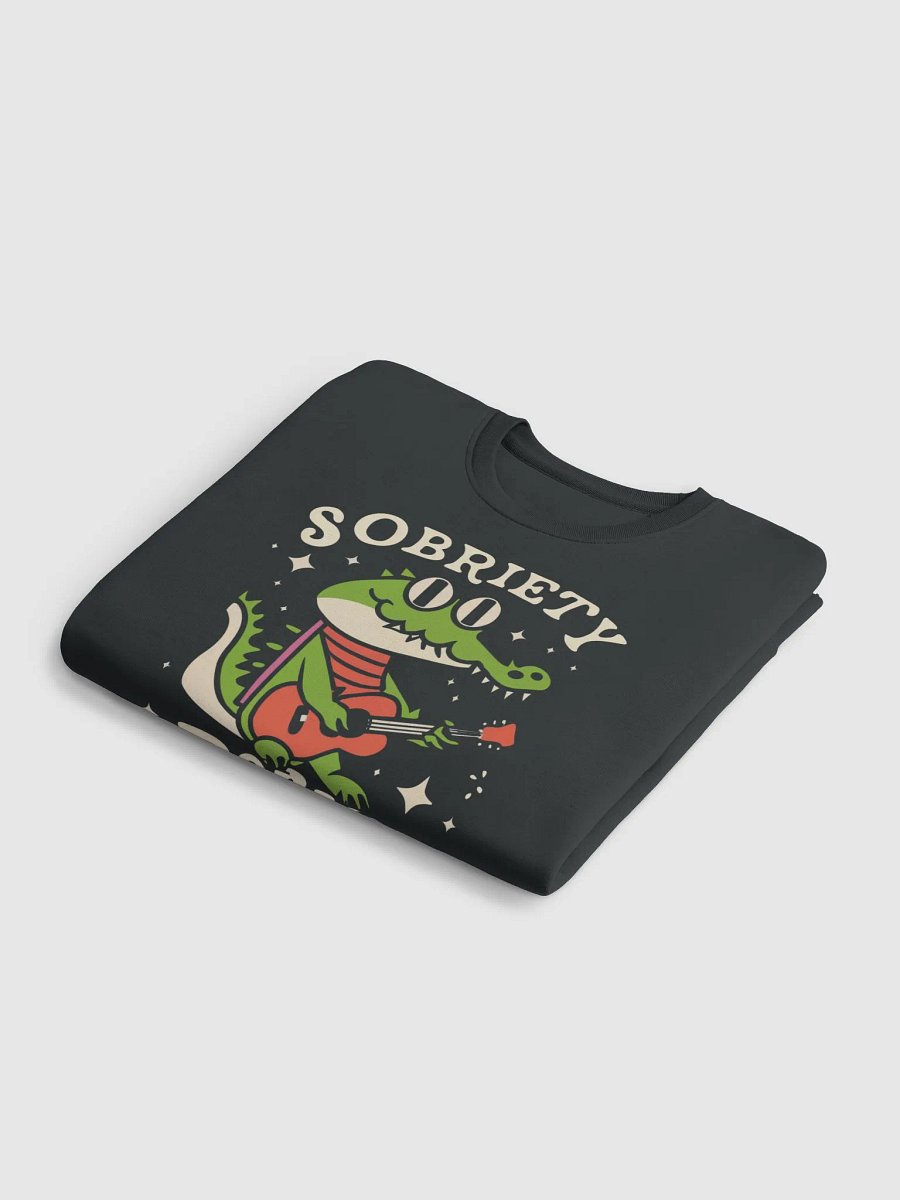 Sobriety Rocks Retro Crocodile Playing Guitar Sweater product image (12)