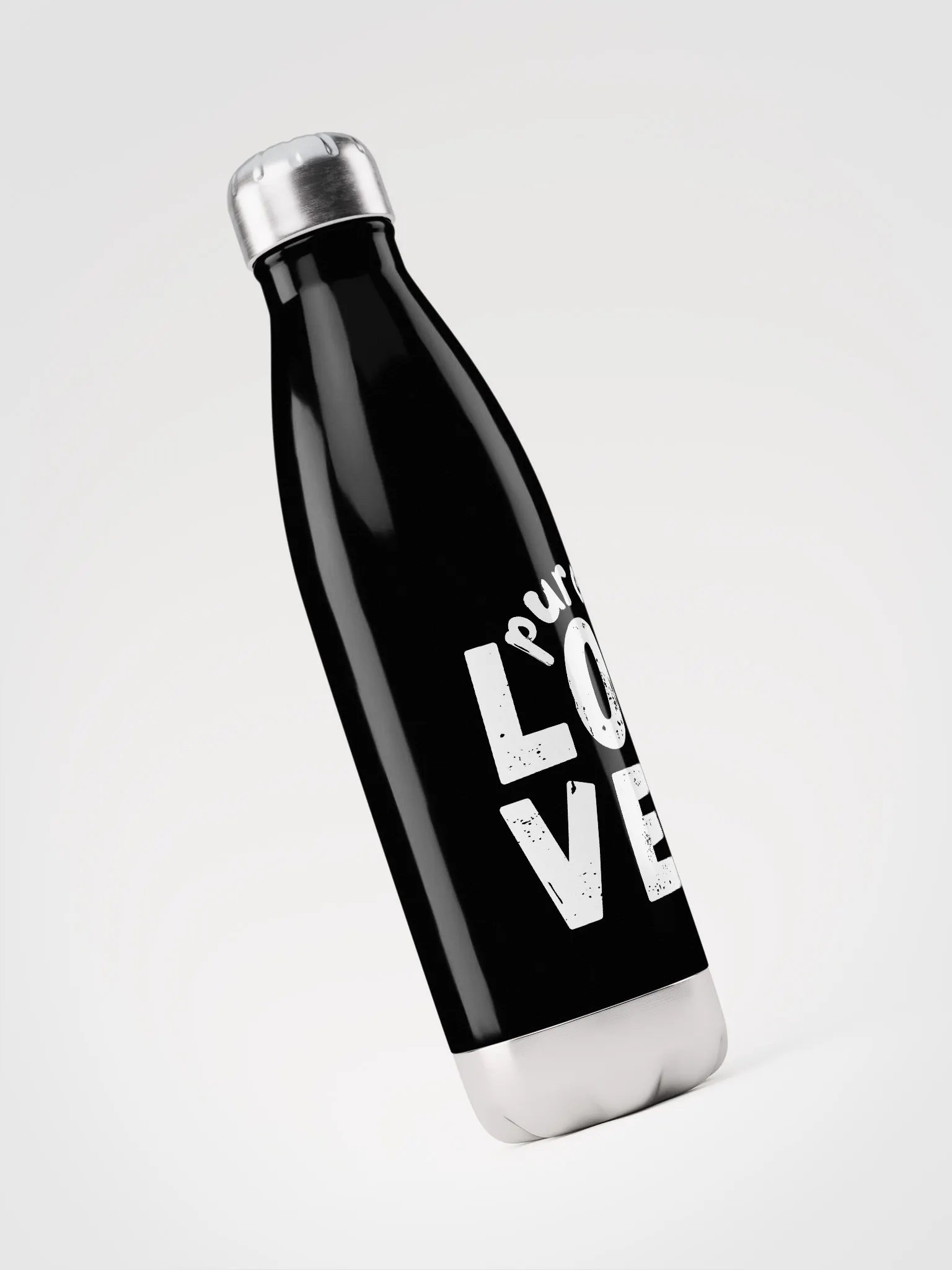 Pure Love white on black Stainless Steel Water Bottle product image (3)