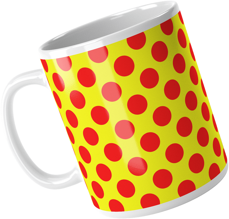 Red Polka Dots on Yellow Glossy Coffee Mug product image (3)