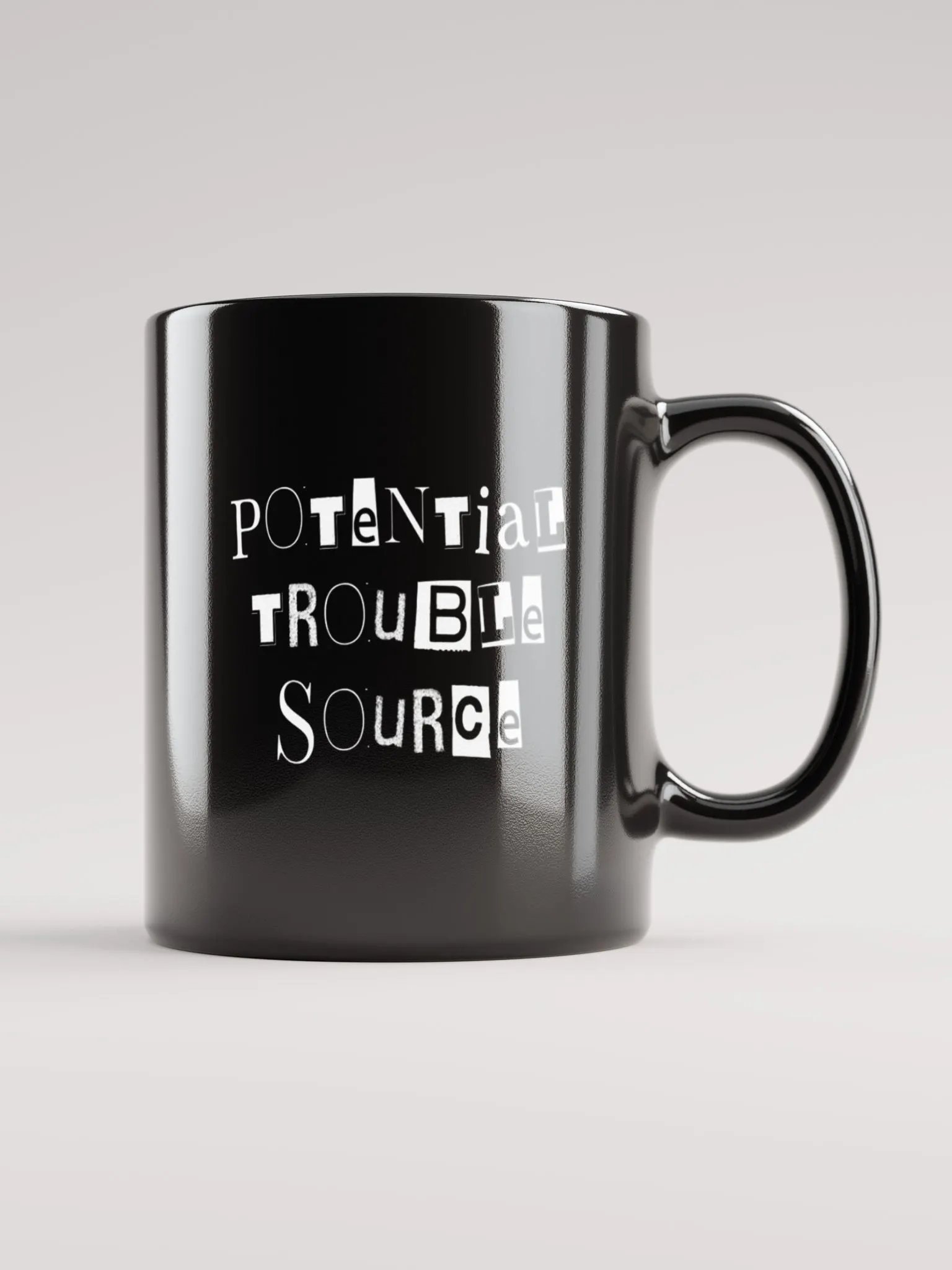 Potential Trouble Source (PTS) Mug - black, white lettering product image (6)