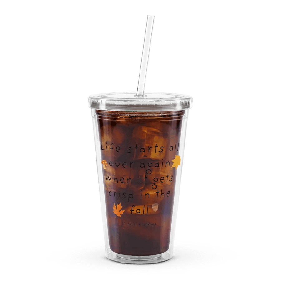 Fall-Inspired Double Wall Clear Plastic Tumbler with Motivational Autumn Quote product image (7)
