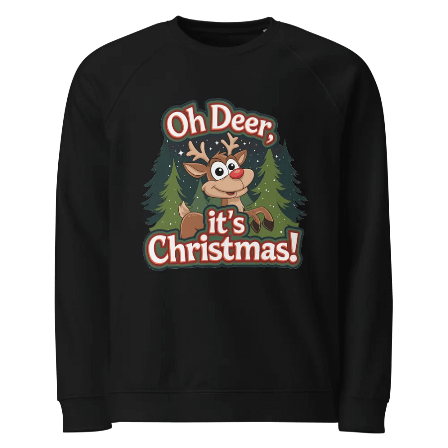 Cheerful Christmas Reindeer Organic Sweatshirt product image (1)