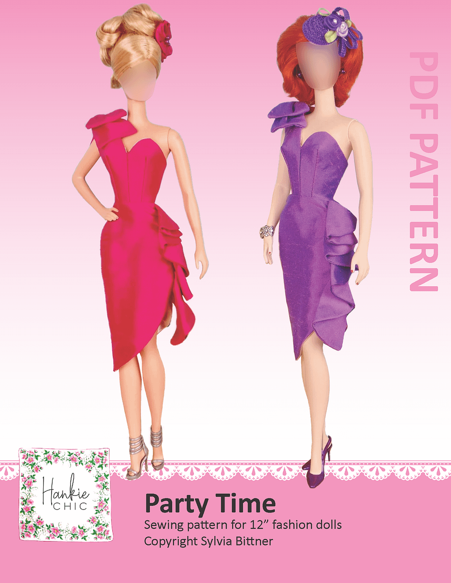 Party Time sewing pattern for 12" fashion dolls product image (1)