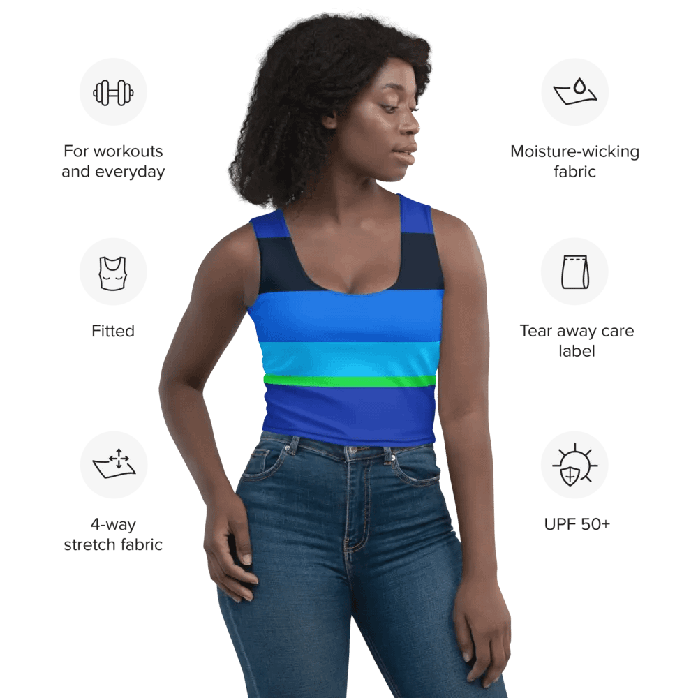 Blue/Green Color Block Crop Top T-Shirt product image (7)