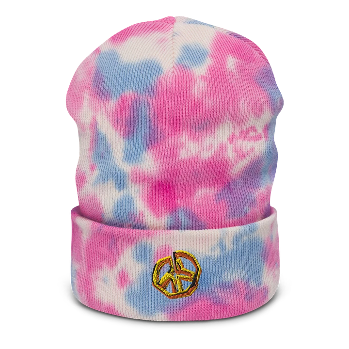 Pixeled Peace Embroidered Beenie (tie dye) product image (1)