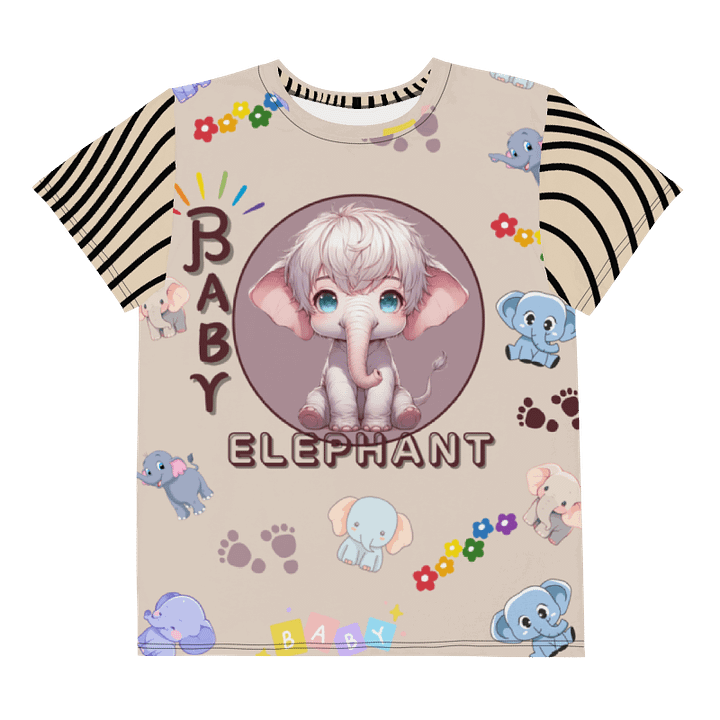 KIDS- GIRL TEE -BABY ELEPHANTS (Brown) - All-Over Print Youth Crew Neck T-Shirt product image (1)