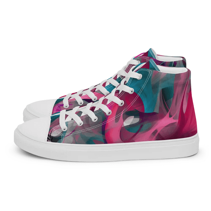 Womans Custom High Tops _ Calceonova Streetwear _ Abstract Graffiti Pink Turquoise product image (2)