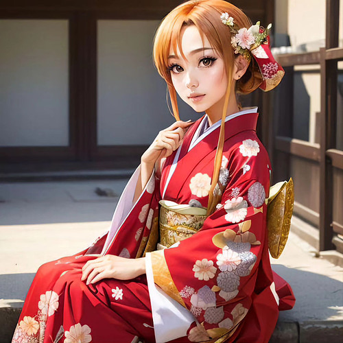 Step into the world of Sword Art Online as Asuna invites you on a magical date in a stunning traditional Japanese Kimono. Pic...
