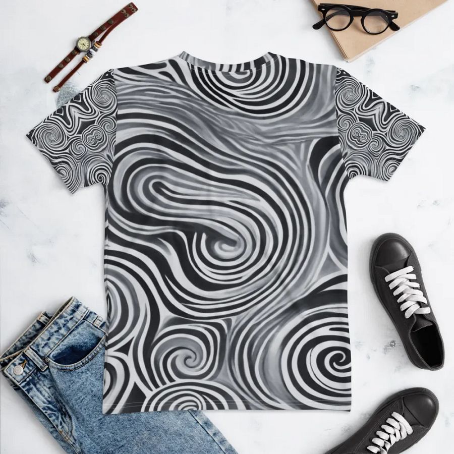 Funky Black and White Noir Tie-Dye Women's Crewneck T-shirt product image (5)