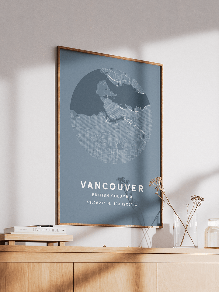 Vancouver Street Map Poster – Blue Minimalist Circular City Art product image (2)