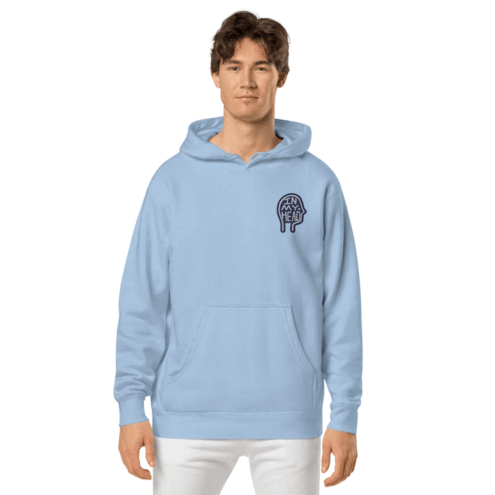 In My Head (L.C. navy bubble design 2) embroidered pigment hoodie product image (2)