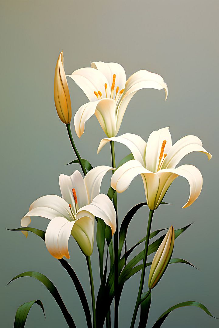 Elegant Easter Lily Poster: Realistic Botanical Wall Art for Tranquil Home Decor Matte Poster product image (1)