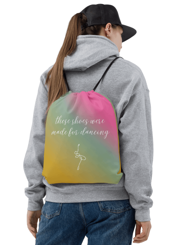 Drawstring Dance Bag | Multicolour Gradient with White Logo and Quote product image (2)