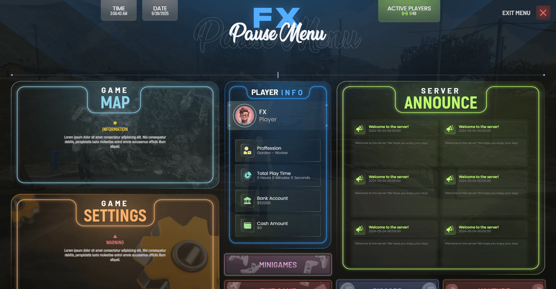 FREE FIVEM PAUSE MENU V2 [ QB / ESX ] product image (5)