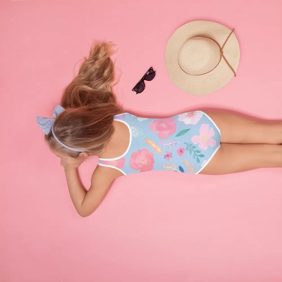 Pink Hibiscus All-Over Print Kids Swimsuit product image (4)