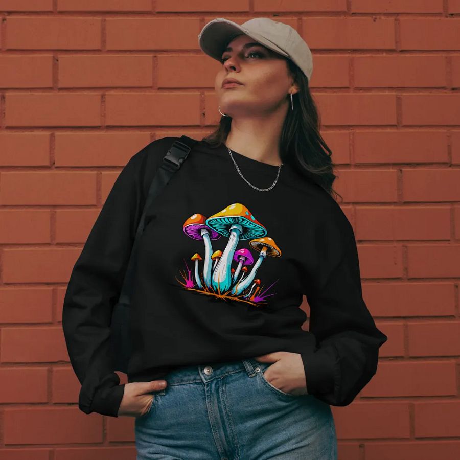 [Groovy Shrooms] Unisex Premium Heavyweight Long Sleeve Shirt product image (8)