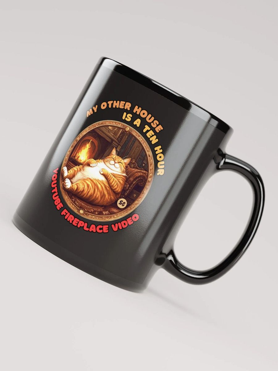 Cozy Cat - My Other House is a Ten Hour YouTube Fireplace Video | Black Glossy Mug product image (7)