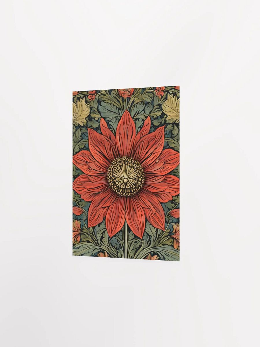 William Morris Inspired Red Flower 5x7 inch Poster product image (2)