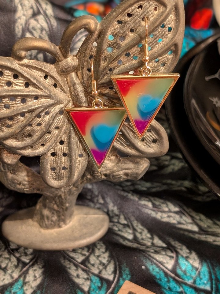 Kaleidosoul Drops: Triangle Rainbow Resin Earrings product image (2)