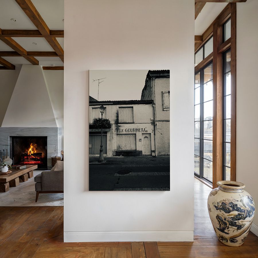 "Aux Gourmets" Vintage black and white 40"x60" canvas product image (2)