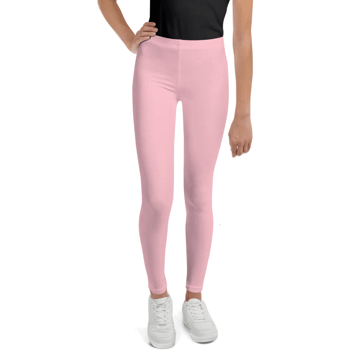 Youth Plain Color Pink Leggings Tights product image (1)
