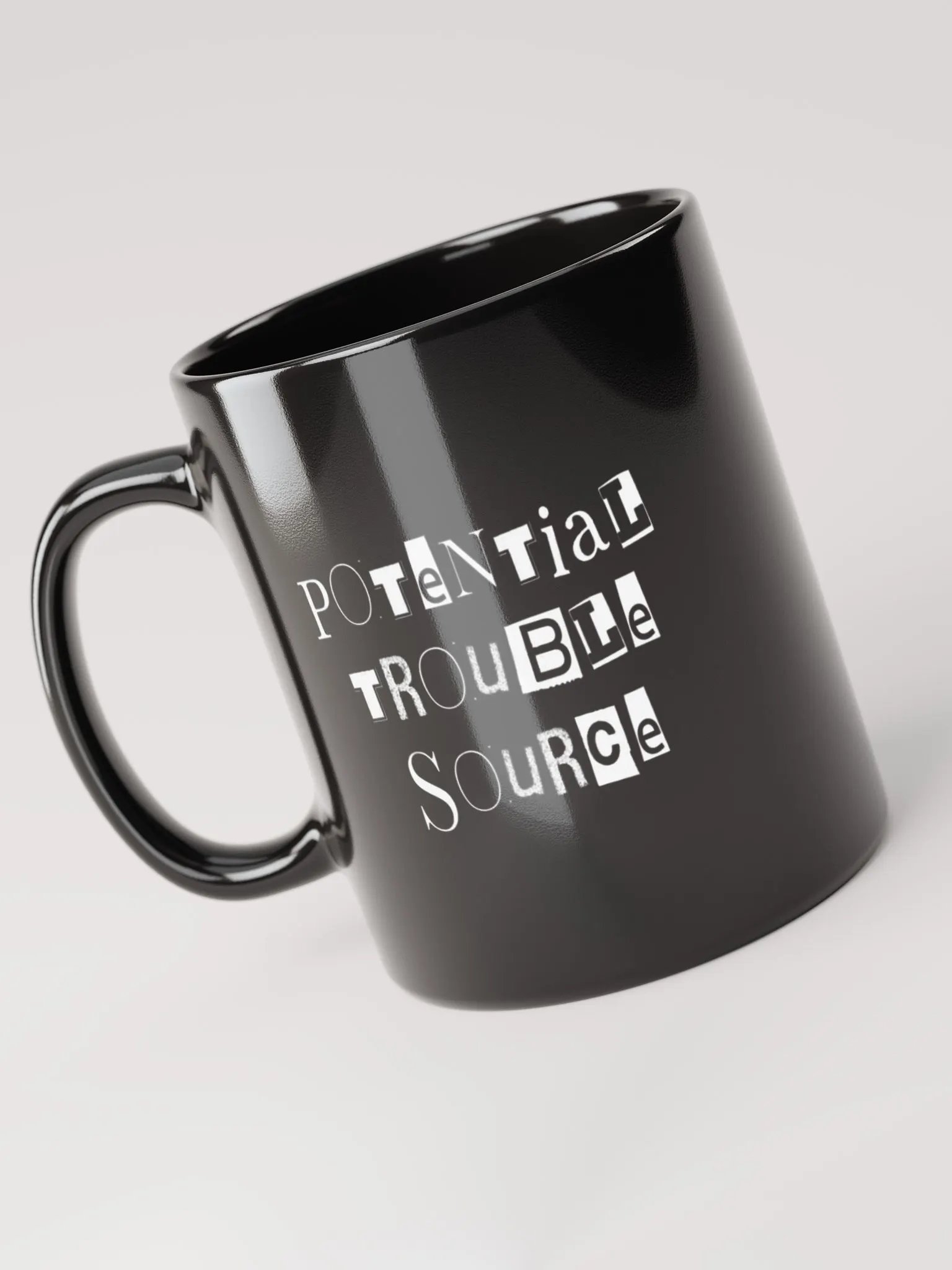 Potential Trouble Source (PTS) Mug - black, white lettering product image (4)