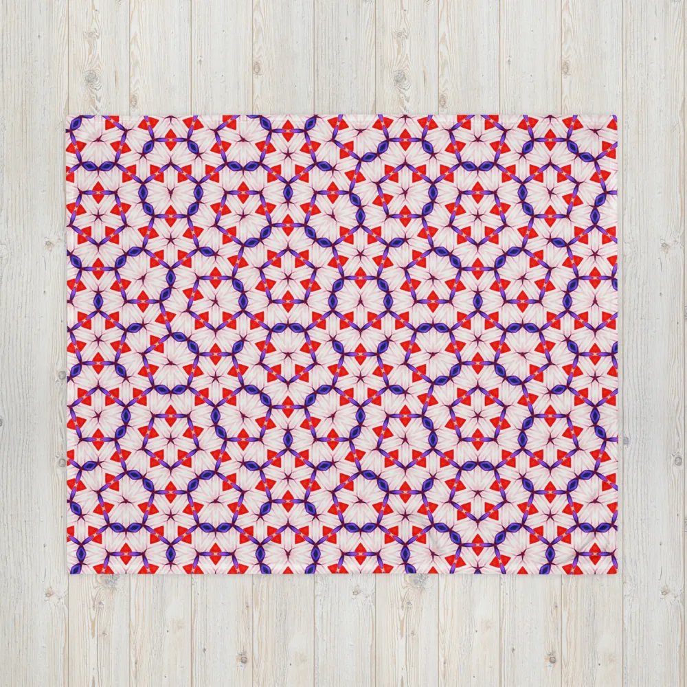 Red White & Blue Floral Throw Blanket product image (6)