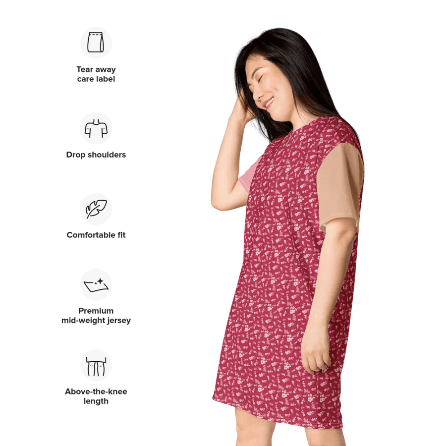 Cherry Blossoms on Magenta Women's T-Shirt Dress product image (10)