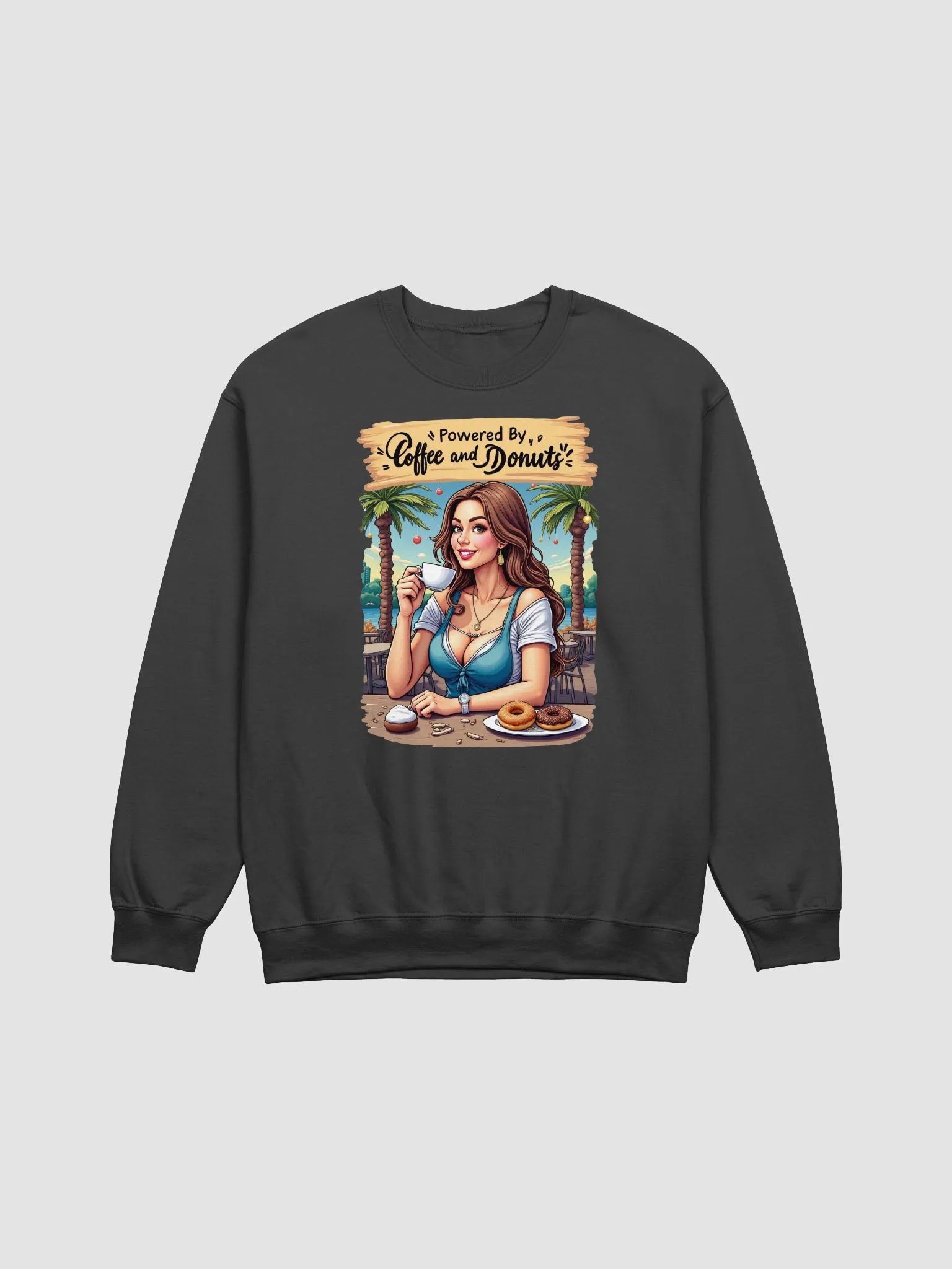 Powered By Coffee and Donuts Crewneck Sweatshirt product image (7)