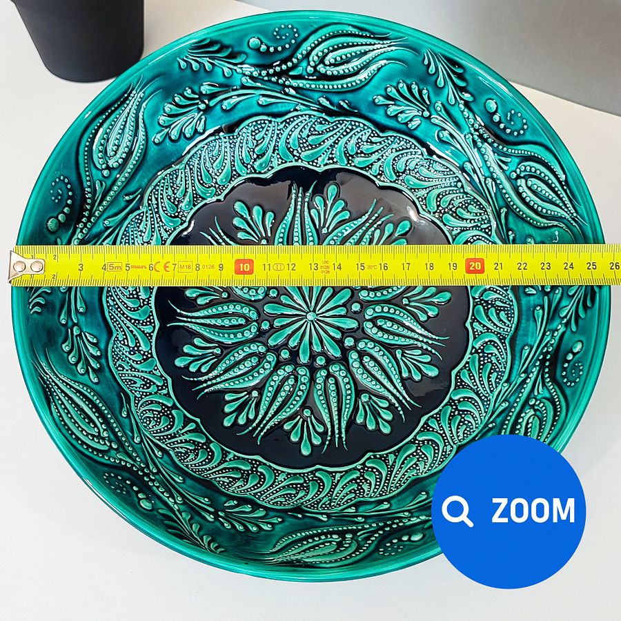 Ceramic turquoise bowl (big, 26 cm) — handmade pottery, handmade ceramic, home decor, handmade gift, Turkish ceramic product image (7)