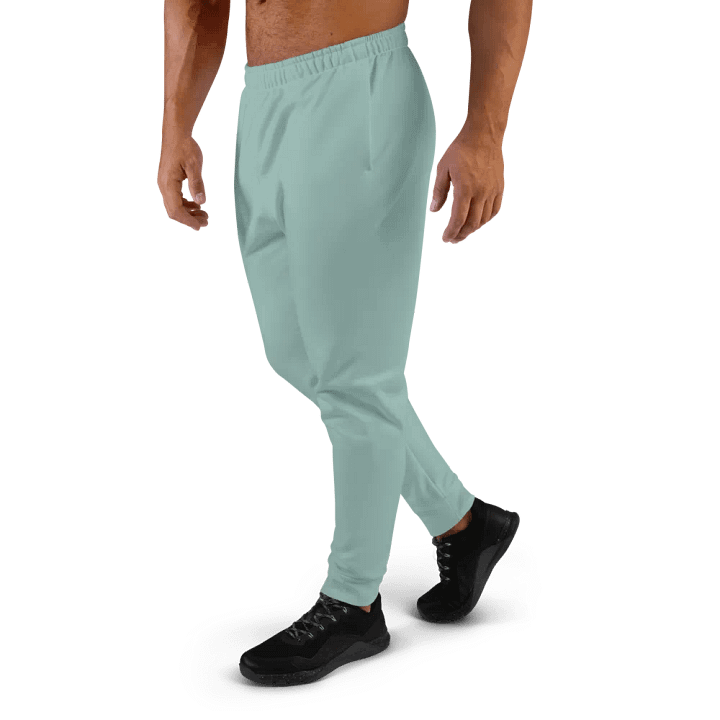 Plain Light Teal Green Soft Summer Recycled Polyester Premium Men's Joggers by Treasure Pie product image (2)