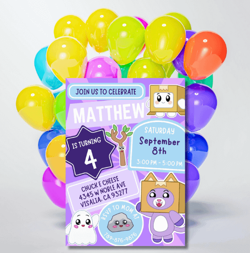 Lankybox Birthday Invitation - Canva - Lankybox Themed Party Invite - Instant Canva Download product image (3)