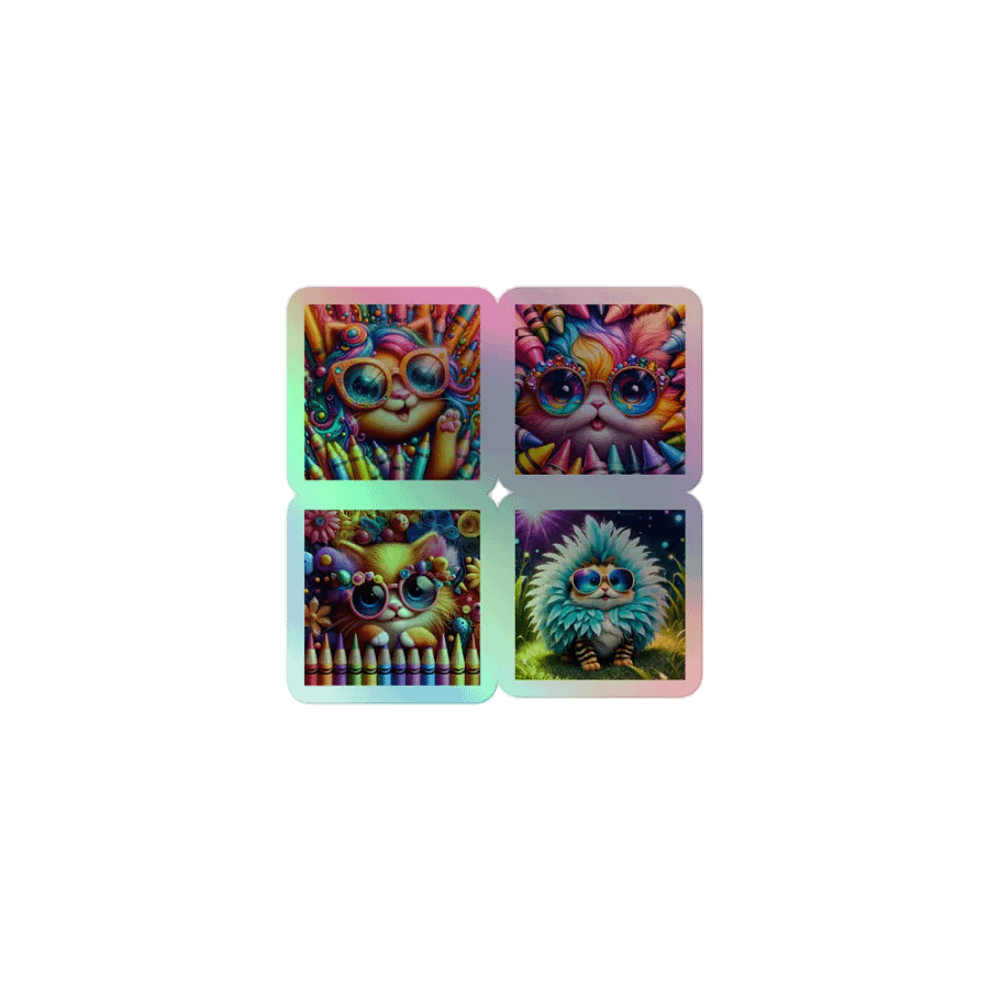 Whimsical Cats Holographic Sticker Sheet product image (1)