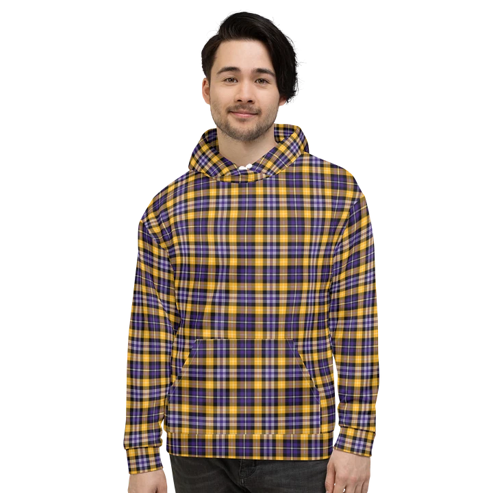 Purple and Yellow Gold Sporty Plaid Hoodie product image (2)
