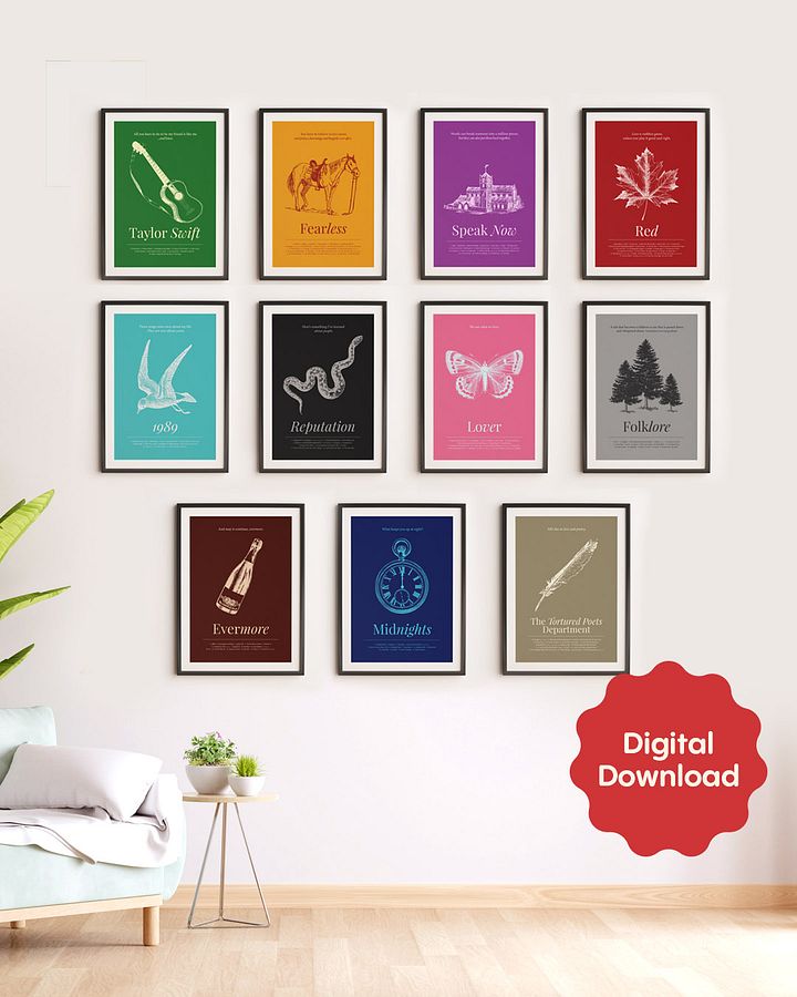 Taylor Swift Album-inspired Vintage Style Posters [Set of 11] Digital Printable Wall Art - Instant Download product image (2)