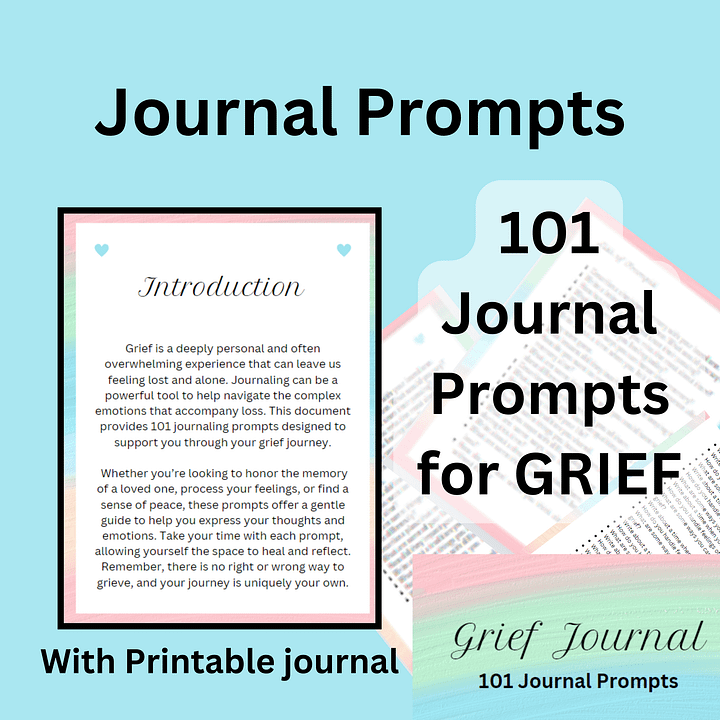Grief Journal Prompts- 101 Journal Prompts to help you grieve product image (1)