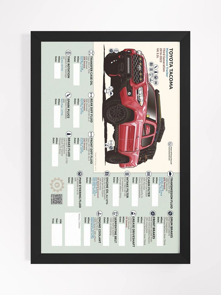 3rd Gen Maintenance Tracker v1.1 - Red (Framed) product image (2)