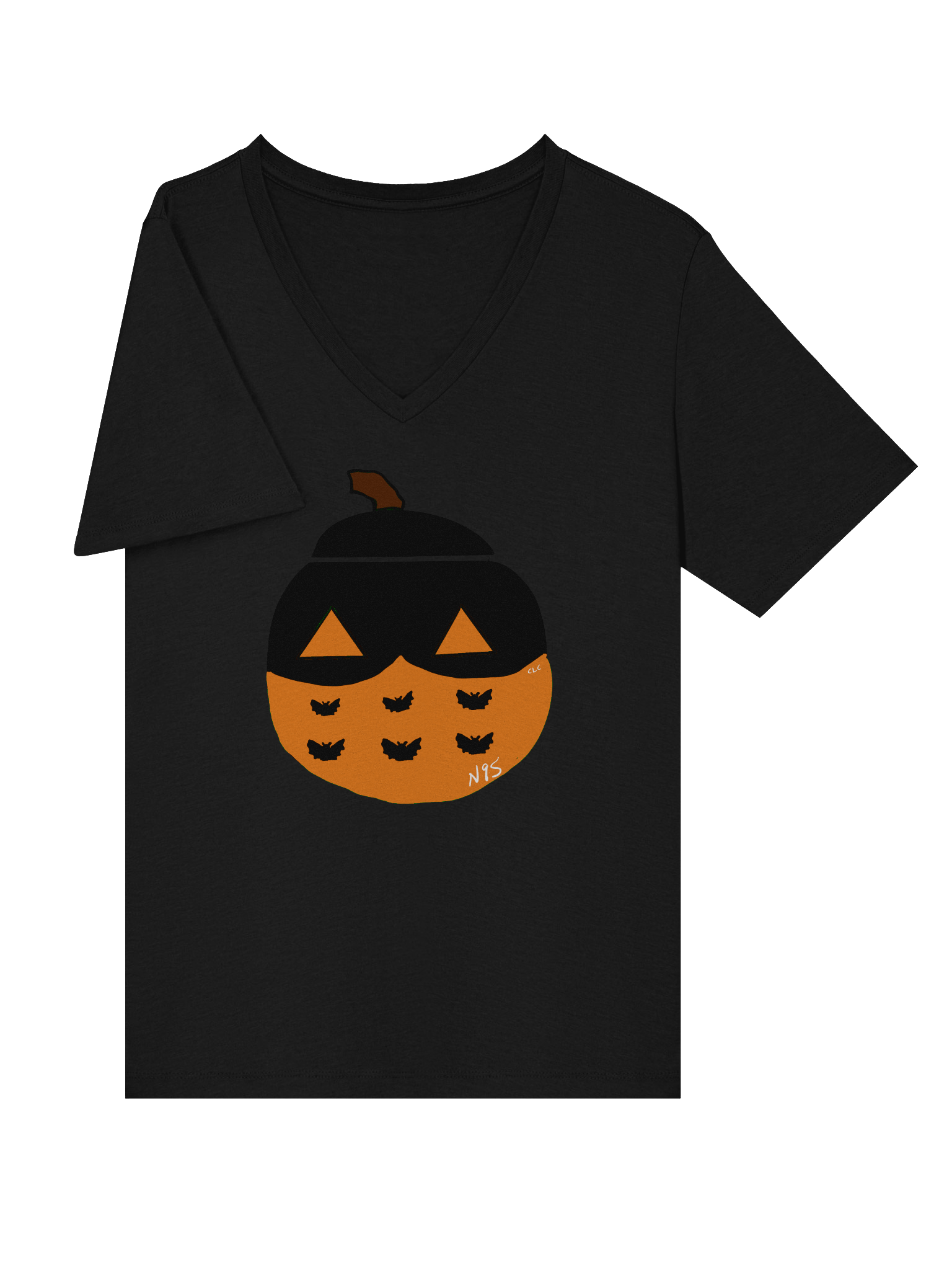 Mask-O-Lantern v-neck tee (orange mask) product image (13)