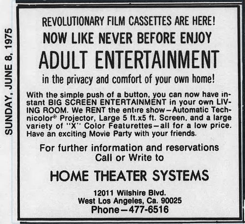 The video rental business is approaching 50 years old...This ad run by George Atkinson in the L.A. Times advertised his Home ...