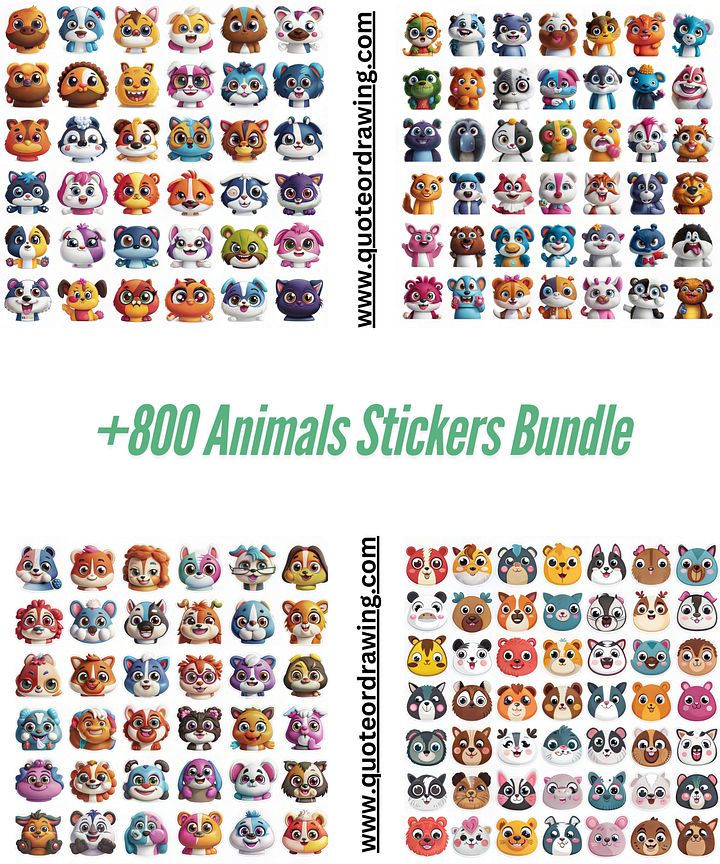 +800 Animals Stickers Bundle product image (1)