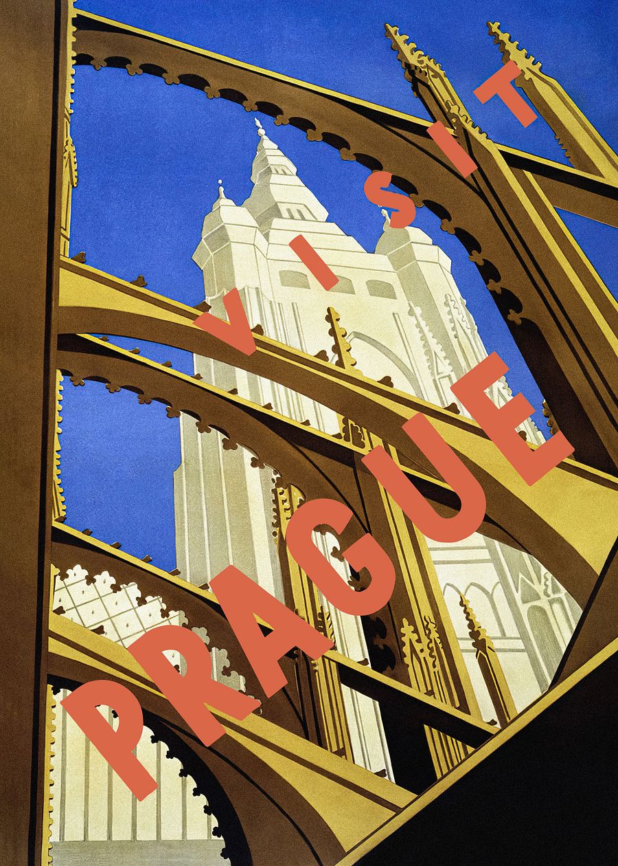 Prague, Czech, 1930s — Retro vintage travel poster, retro travel poster, propaganda poster, art deco poster product image (3)