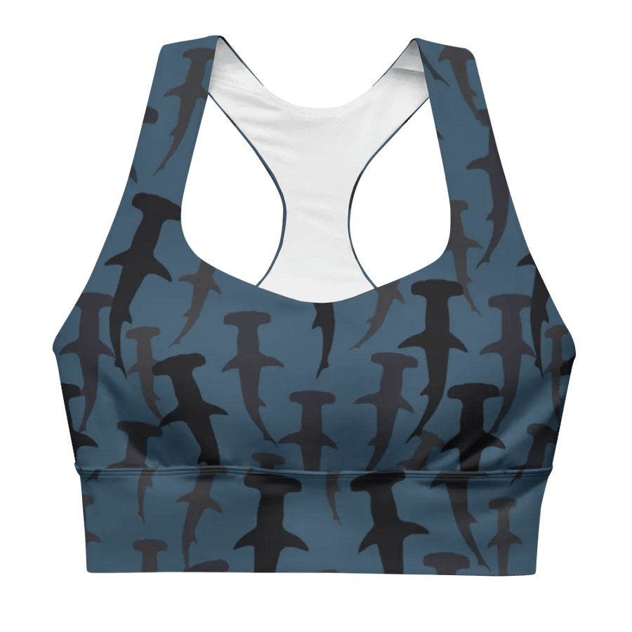 Hammerhead Sharks - Dark Ocean - Recycled Polyester - Longline Sports Bra product image (1)